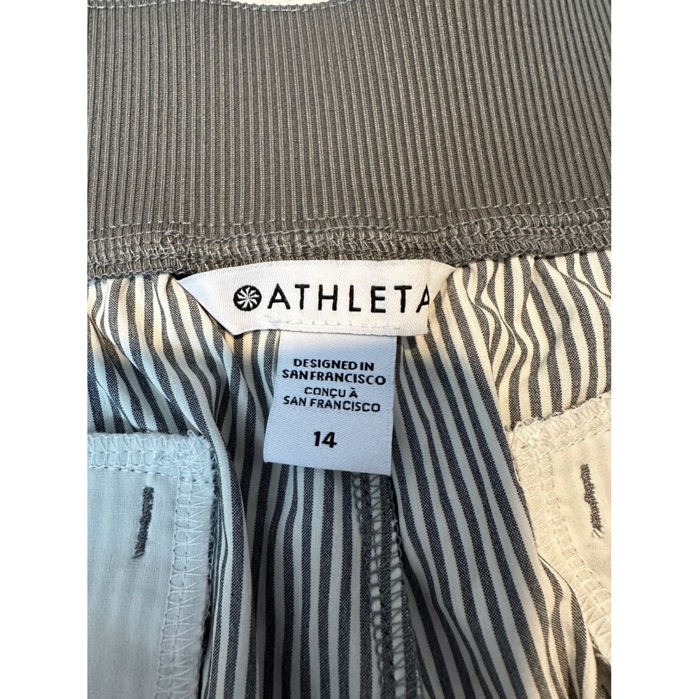 Athleta Brooklyn Textured Ankle Pant 14 Black White Striped Tapered Travel Pants - Picture 4 of 4